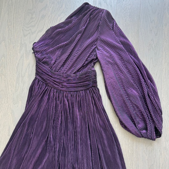 Bronx and Banco Purple Metallic One Shoulder Florence Maxi Dress Gown SMALL - Picture 8 of 10